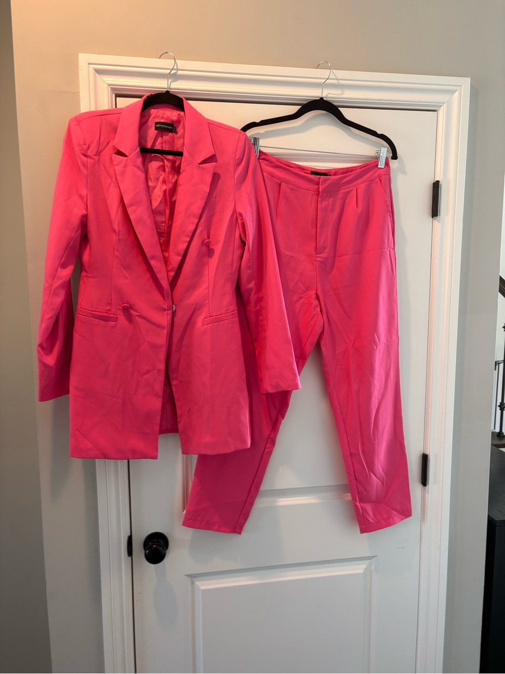 Bright Pink Women's Tailored Blazer & Pants Set